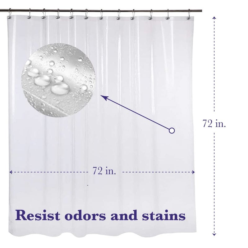 Epica Shower Curtain â€“ Strongest Heavy-Duty Clear Vinyl 72x72 Shower Curtain Liner â€“ Stain & Soap Scum Resistant with Rust-Proof Metal Grommets (White) - Image 4